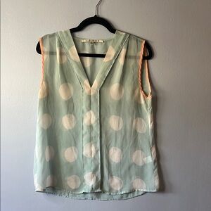 Light Blue Polka Dot Sleeveless Top